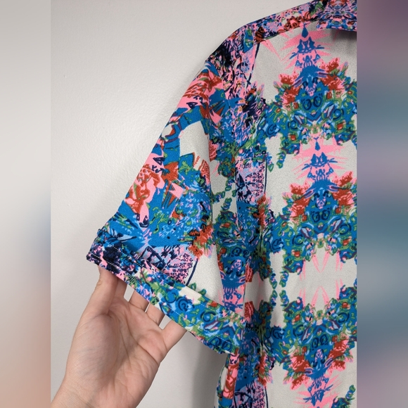 Seaplane Shirt Mens Size XS Geometric Psychedelic All Over Print Button Front - Picture 7 of 10